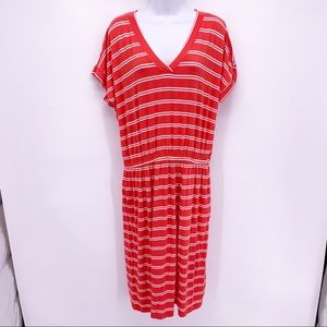 Banana Republic Factory Red and White Striped T-Shirt Dress Size Medium